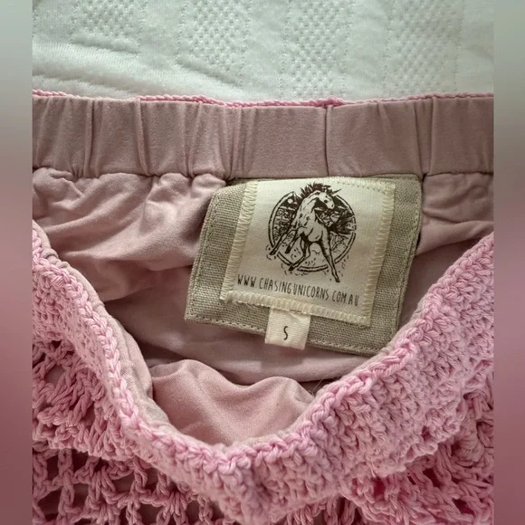 Chasing Unicorns Pink Moon Crochet Midi Skirt, Size S - Picture 10 of 16